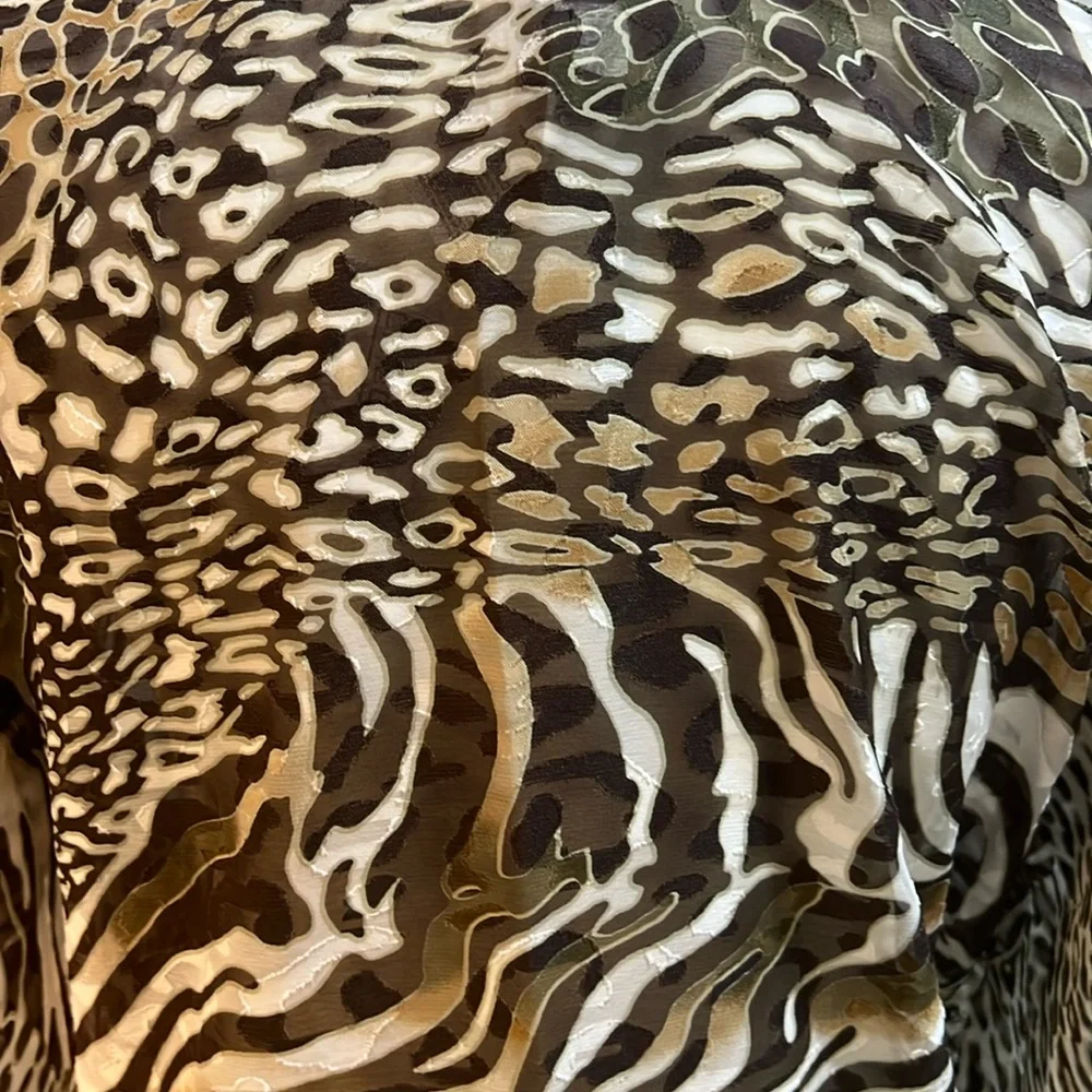 NWT CHICO’S Ruana Animal Print Burnout Sheer Fringe Cardigan - Picture 6 of 14